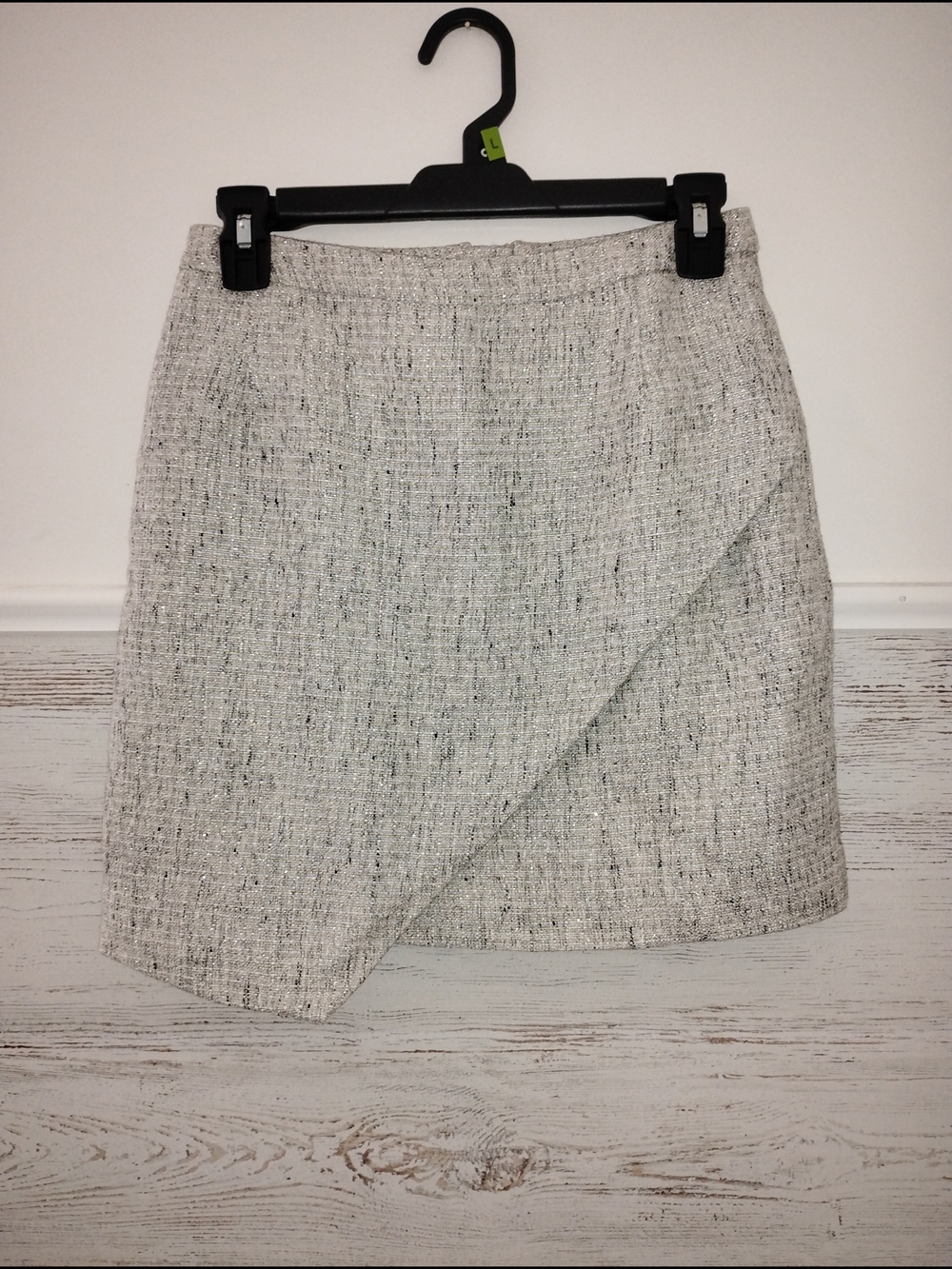 H&M Cream Tweed Mini Skirt with Wrap Detail